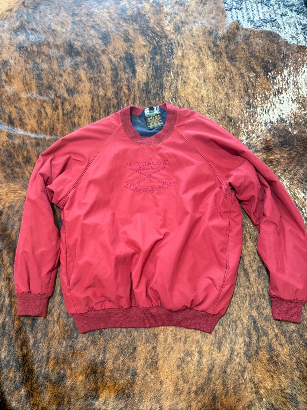 Vintage Sunderland Of Scotland Jacket Womens M Maroon Nylon Pullover Windbreaker